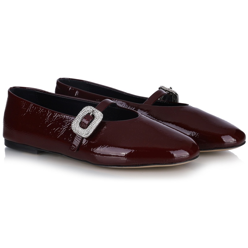 Dámské baleríny Bombonella 3T 6083-08 Claret Red Leather Wrinkled Vel. 37