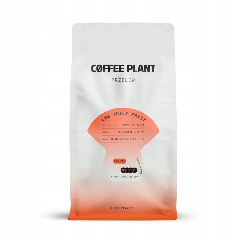 Káva zrnková Coffee Plant Low Juicy Fruit 800 g Přeliv Low caf