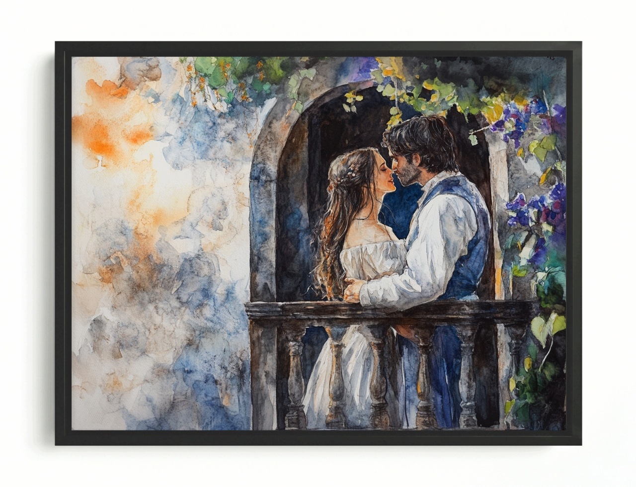 Obraz Rám Americký Box Akvarel Romeo A Julie Pár Láska Romantismus 80x60