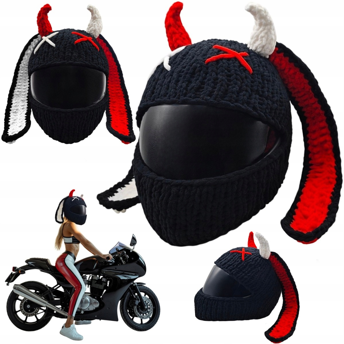 Čepice na helmu Horned Devil Rider – Vynikněte na silnici