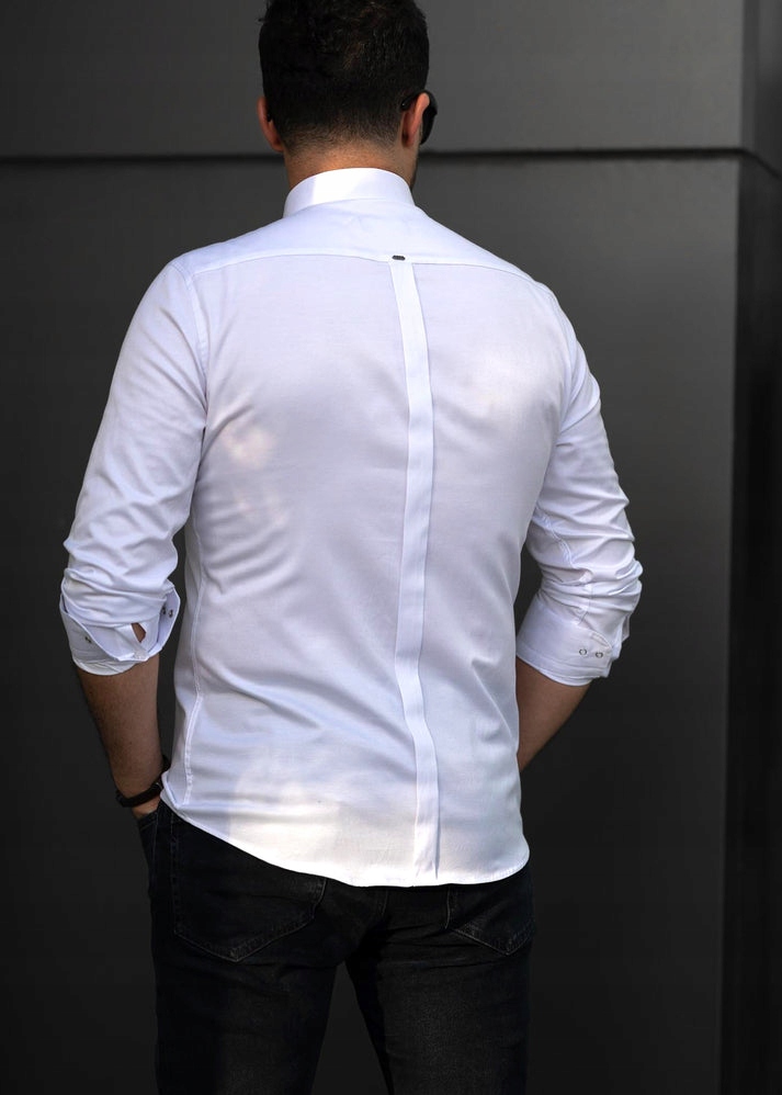 ELEGANCKA KLASYCZNA KOSZULA MĘSKA GŁADKA - XXL Wzór dominujący bez wzoru