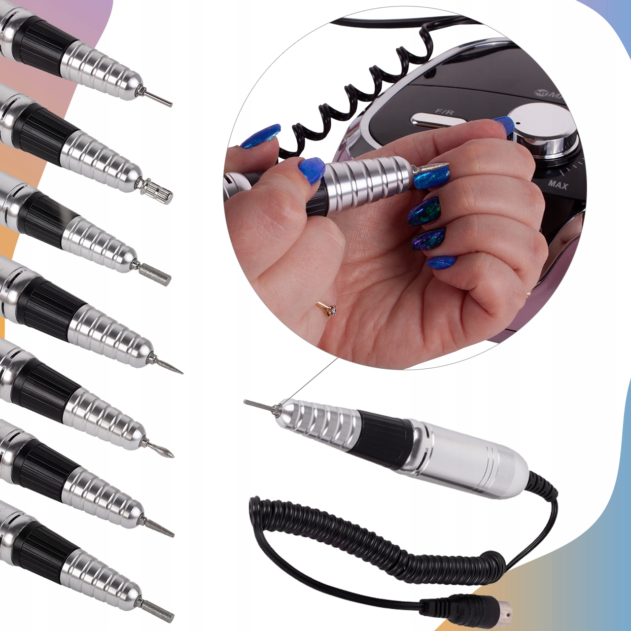 FREZARKA DO PAZNOKCI MANICURE PEDICURE FREZY PROFESJONALNA 68W Marka MalTec