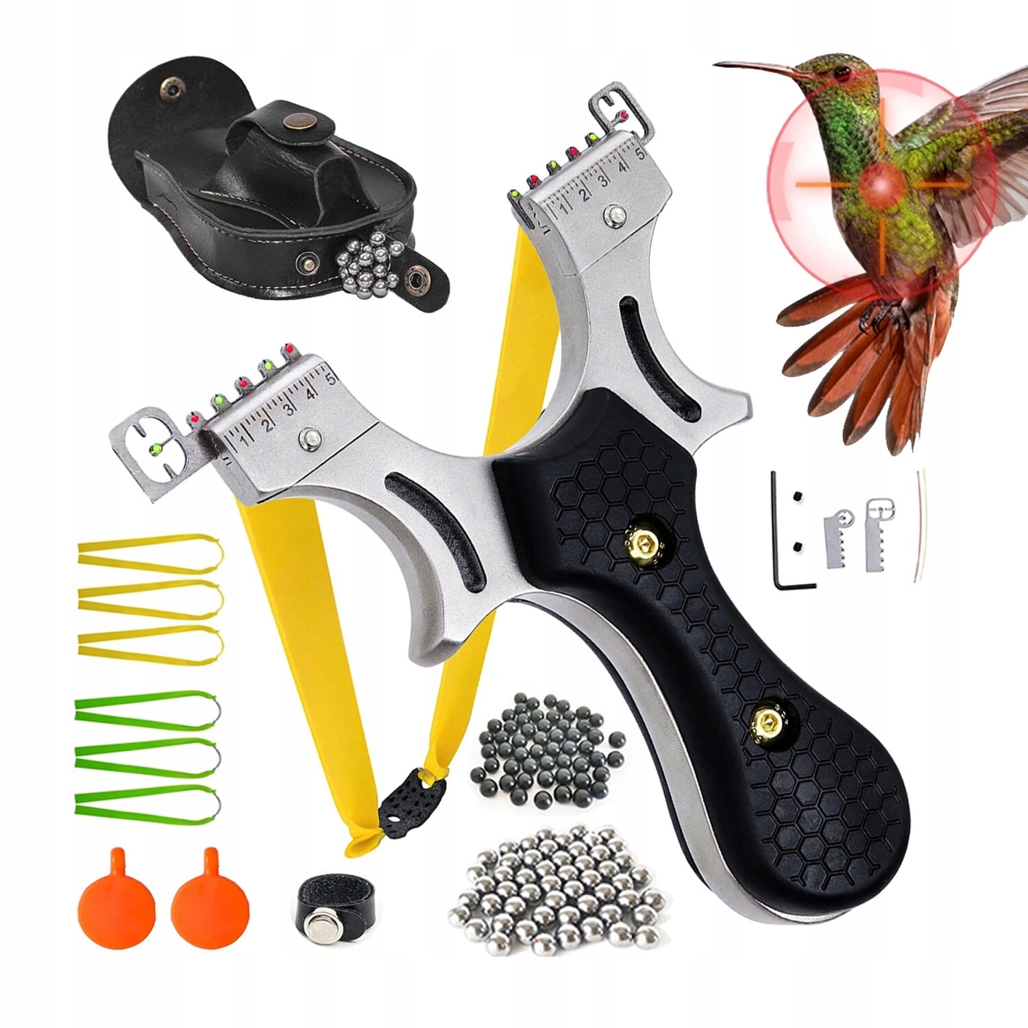 Profesjonalna Metalowa Proca Celownikiem Mocna 6 Guma 100 Kulki