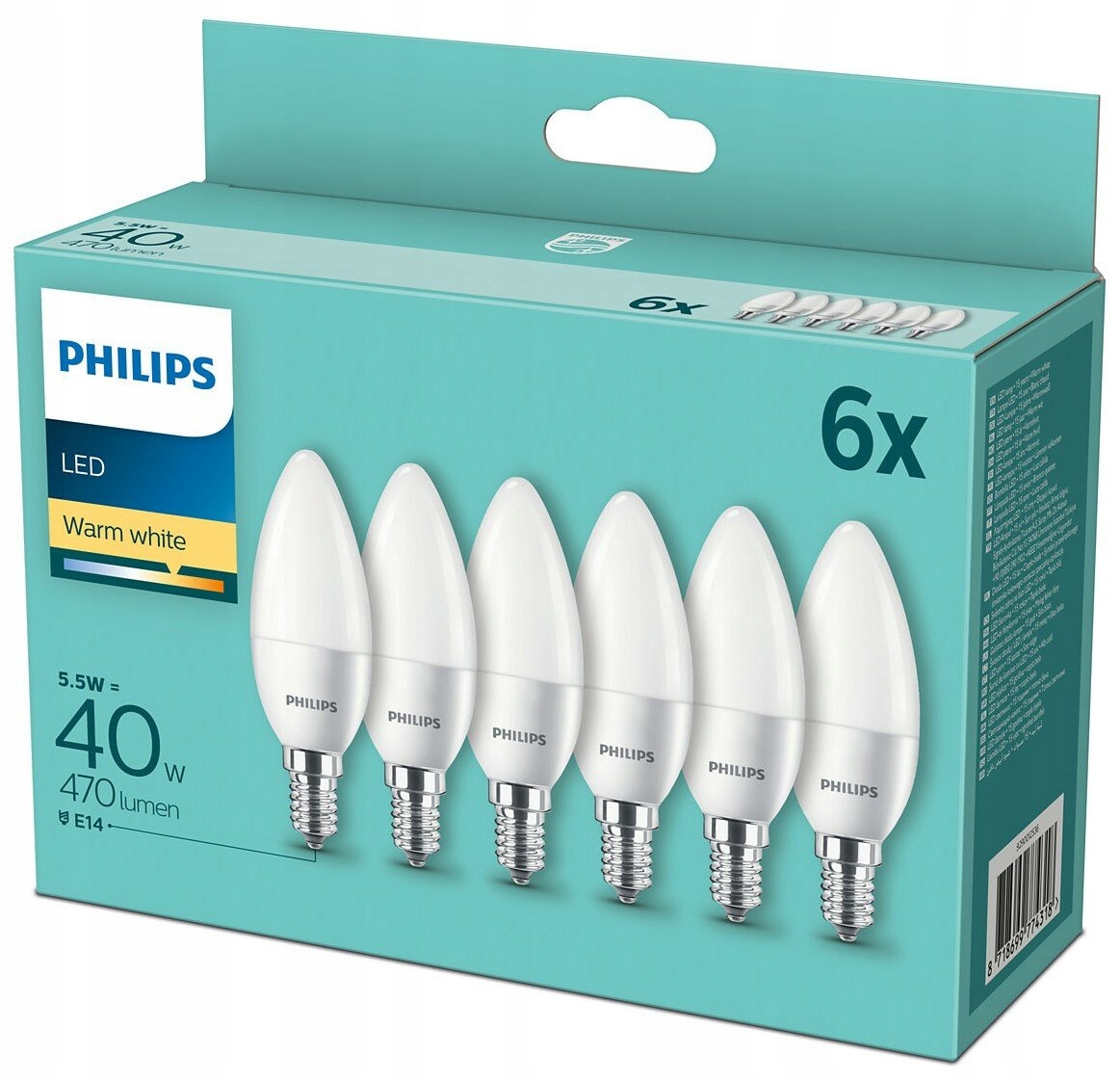 

6x Żarówka E14 Philips Led 5,5W 40W 2700K