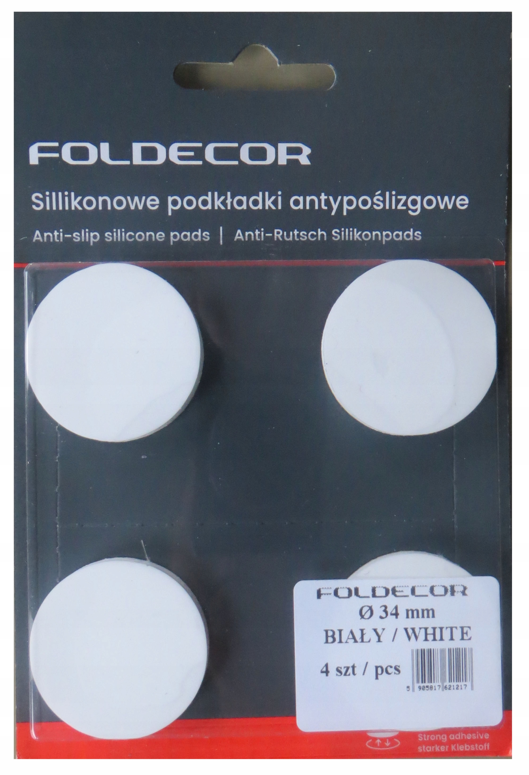 SILIKONOWE PODKŁADKI ANTYPOŚLIZGOWE białe fi 34 mm