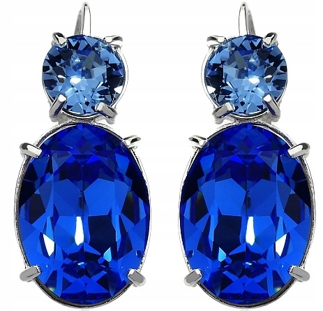 Krystaly Náušnice Modré Sapphire Stříbro