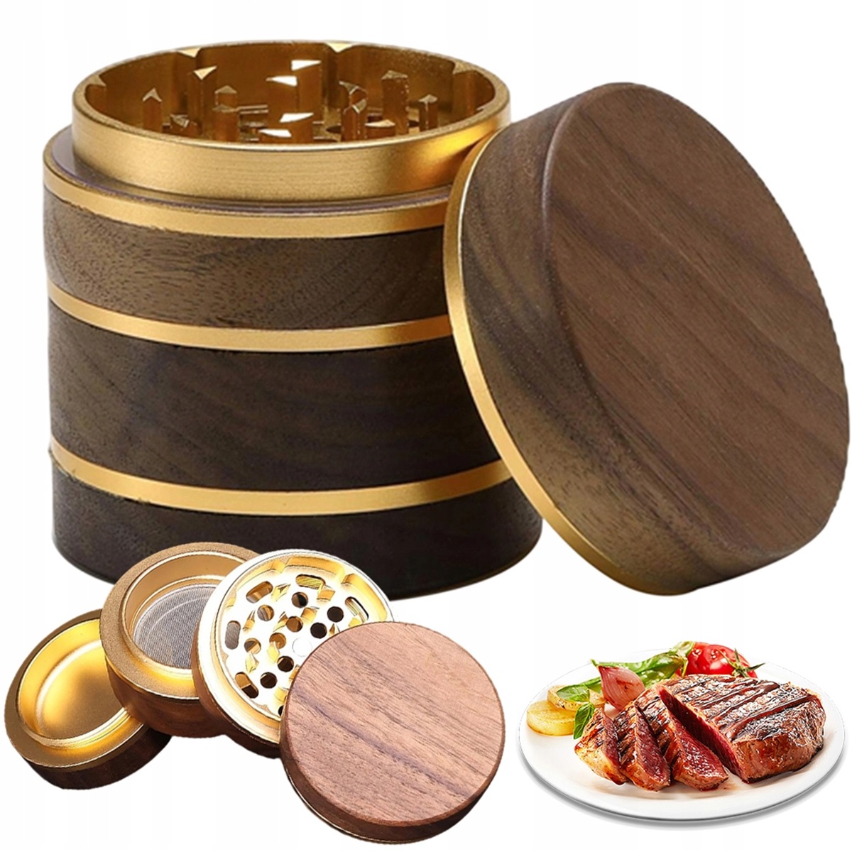 Ruční Mlýnek S Neodymovým Magnetem Mahonia Zlatý Bobkový List