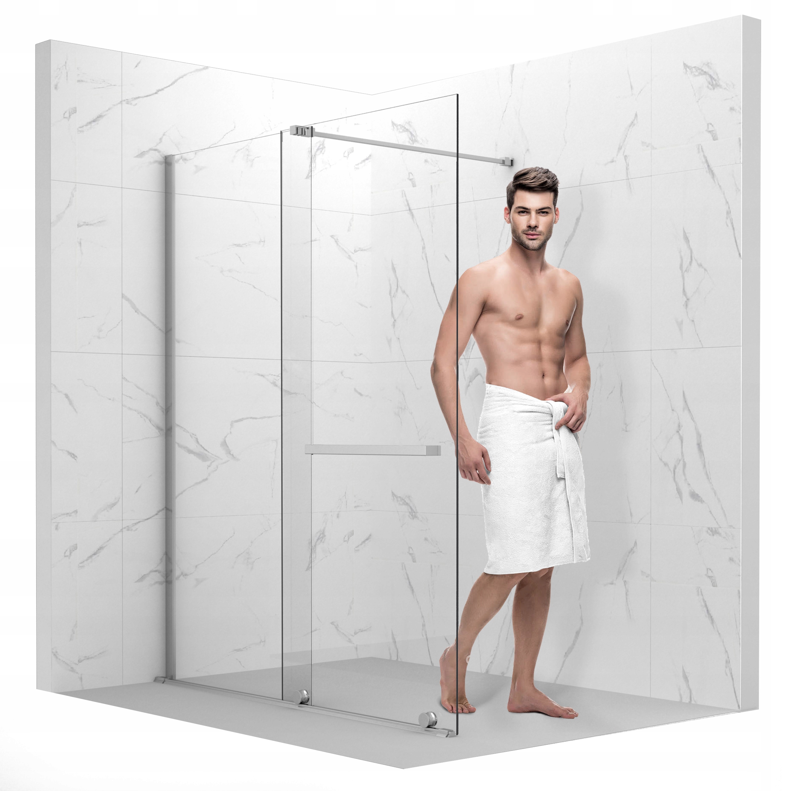 Szyba prysznicowa przesuwna kabina ścianka walk-in 120CM szkło 8MM chrom