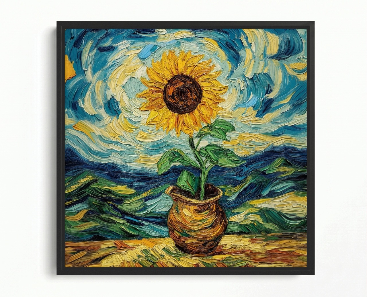 Obraz Rama American Box Dekorácia Kvet Slnečnica Van Gogh Styl 60x60