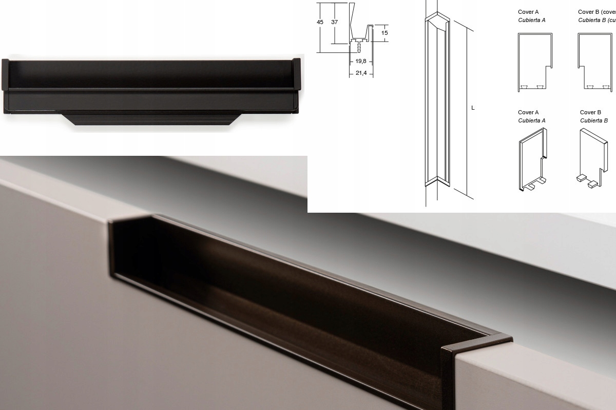 Nábytkový držiak Viefe Hexxa 0449 dĺžka 1100 mm čierny mat LM2 04491100LM2