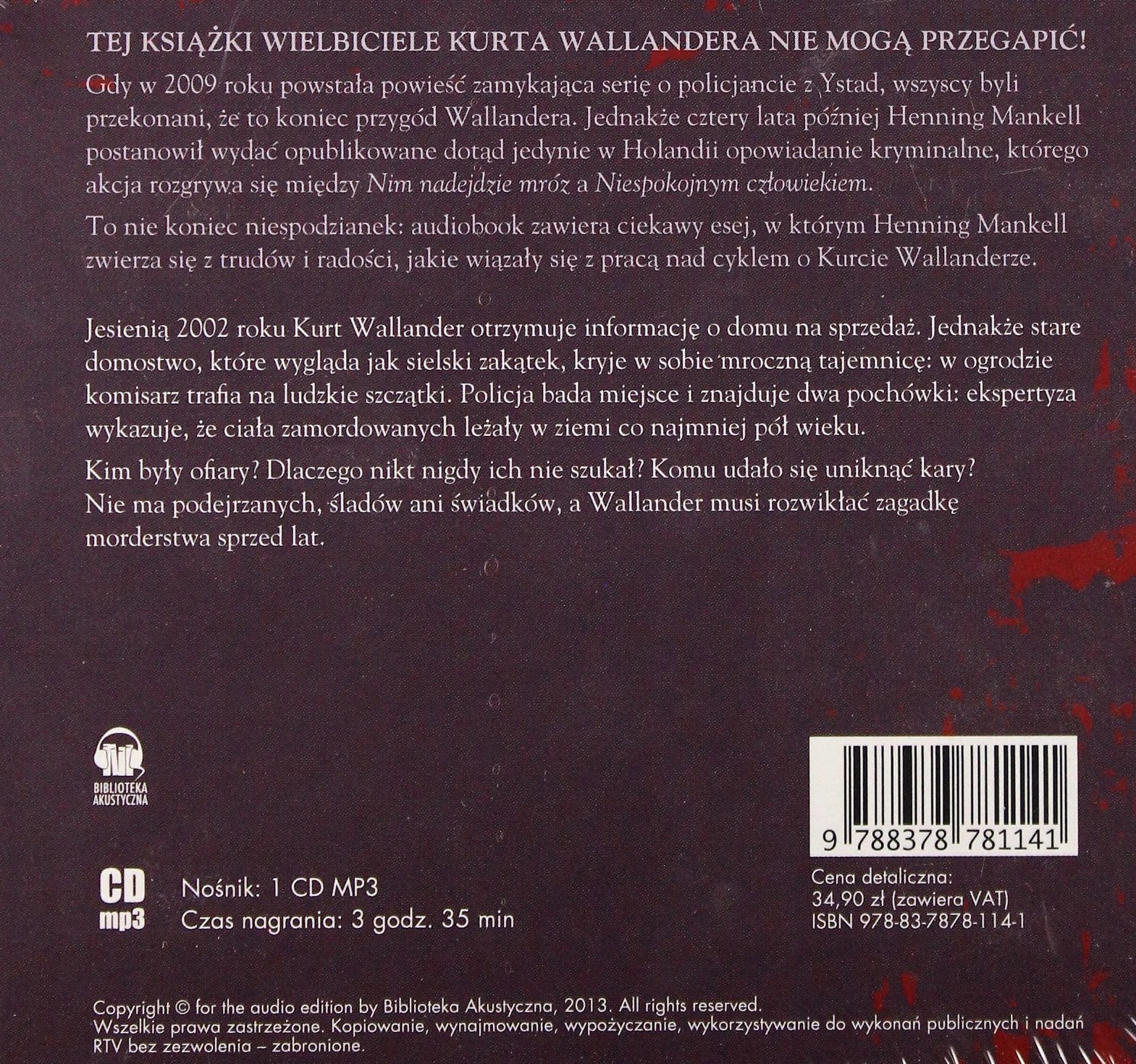 CD MP3 RĘKA - HENNING MANKELL [CD] Stan opakowania oryginalne