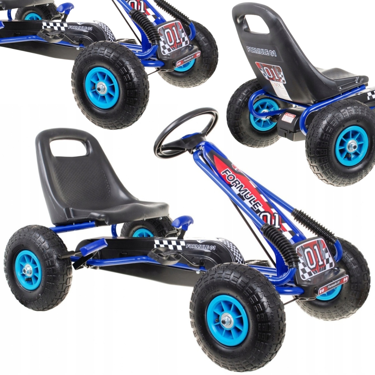 Gokart Dla Dzieci Dziecka Na Pedały Do 30KG Jeździk Regulowany Niebieski