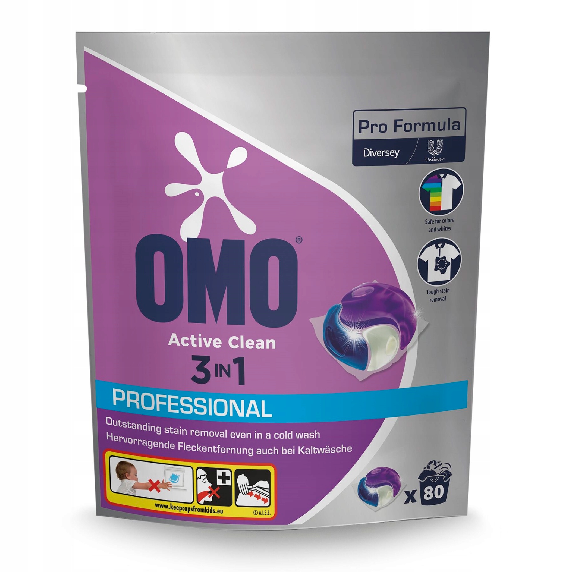 Omo Prof.active Clean 3 In 1 Kapsułki Do Prania Białego Kolorowego 80 Sztuk