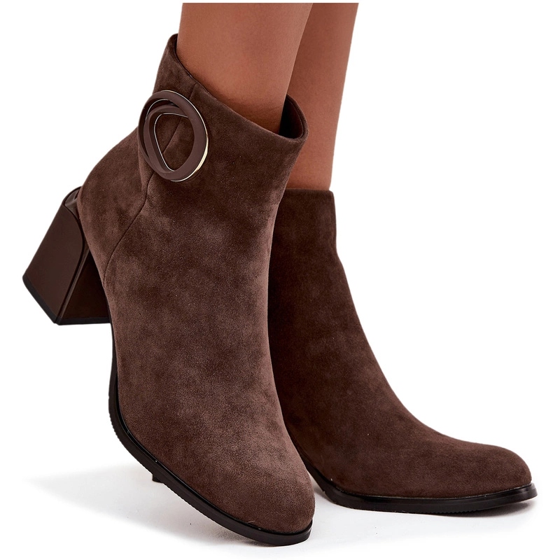 Dámské Kotníkové Boty Z Přírodního Semiše, Ozdobný Sloupek Artiker 57C0017 Hnědé 40