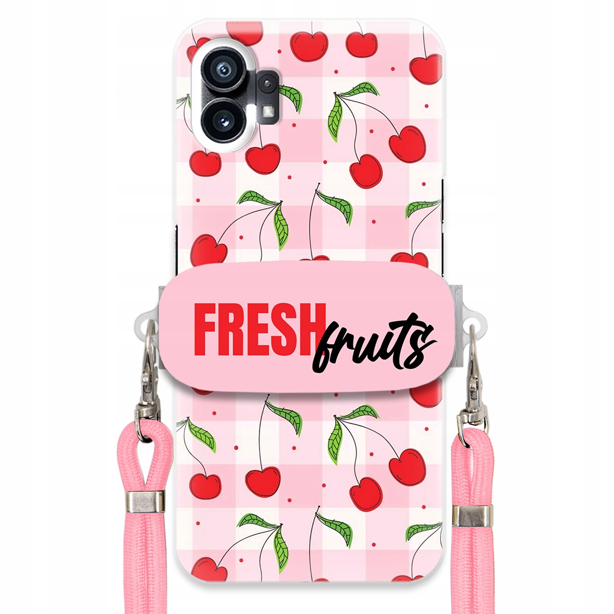 Puzdro na Nothing Phone 1 Case držiak na šnúrku Ružový Fresh Fruits Mriežka