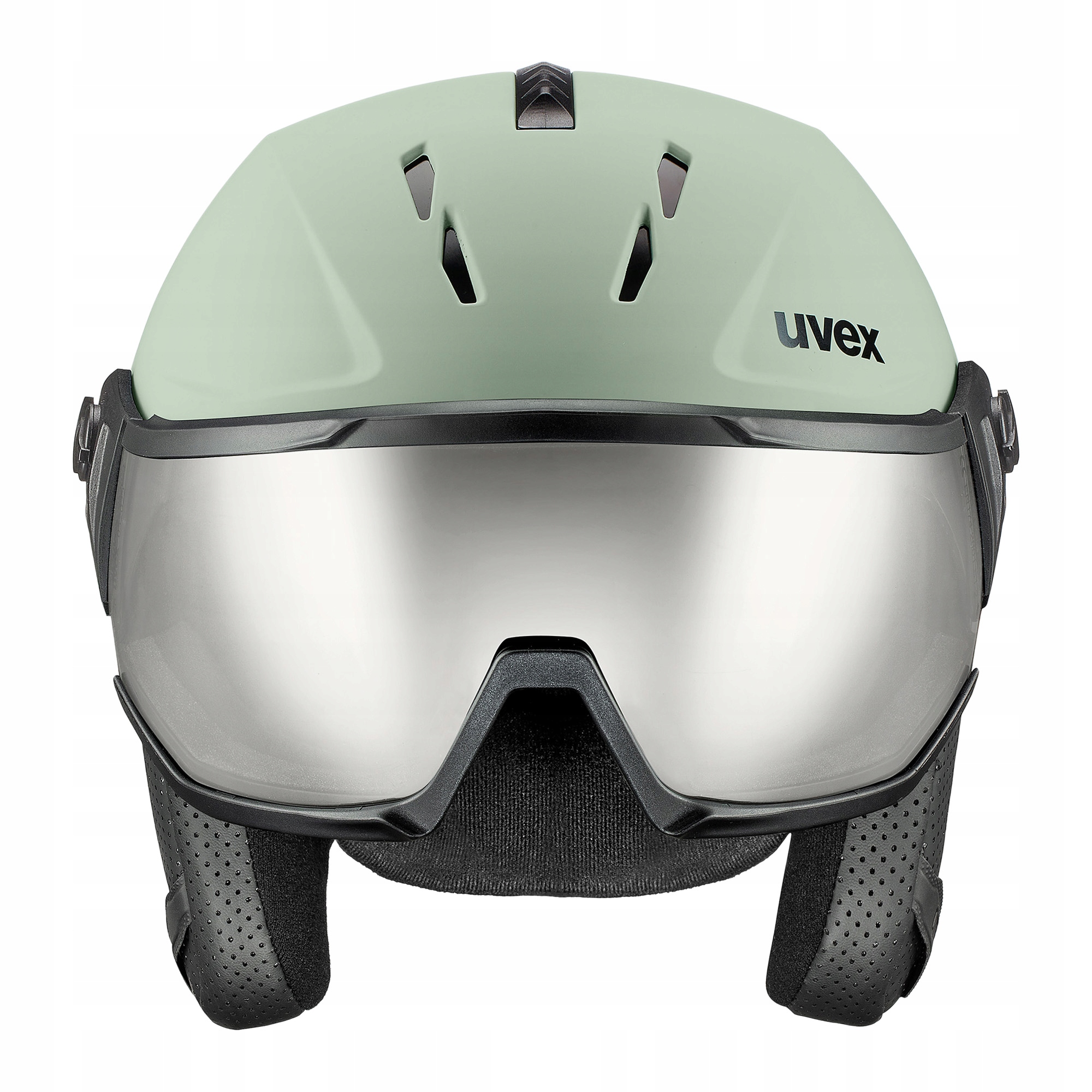 Uvex Instinct Visor lyžařská helma hardshell s brýlemi zelená