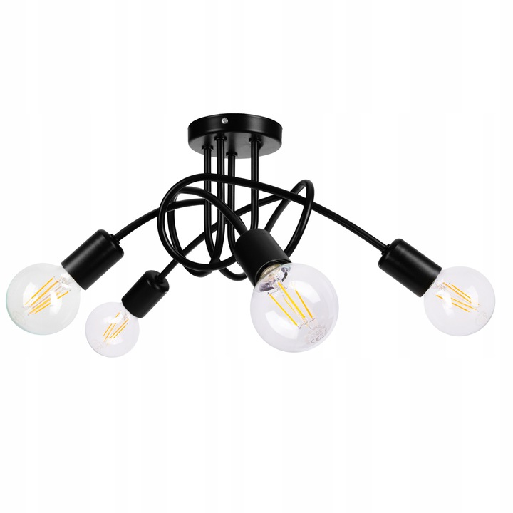 LAMPA WISZĄCA SUFITOWA ZAWIJANA LOFT 4xE27 Czarna