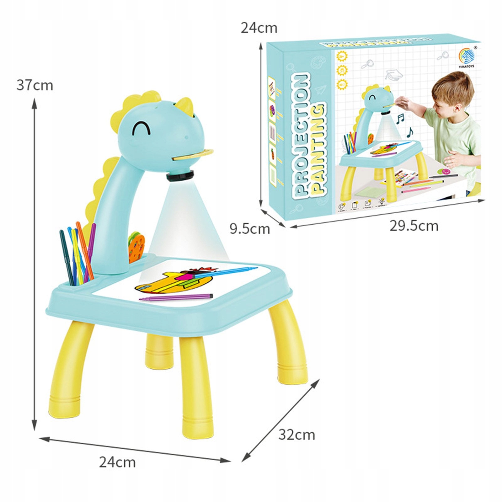 PROJEKTOR RZUTNIK STOLIK STÓŁ DO RYSOWANIA DZIECI PREZENT NIEBIESKI JELEŃ Marka bez marki