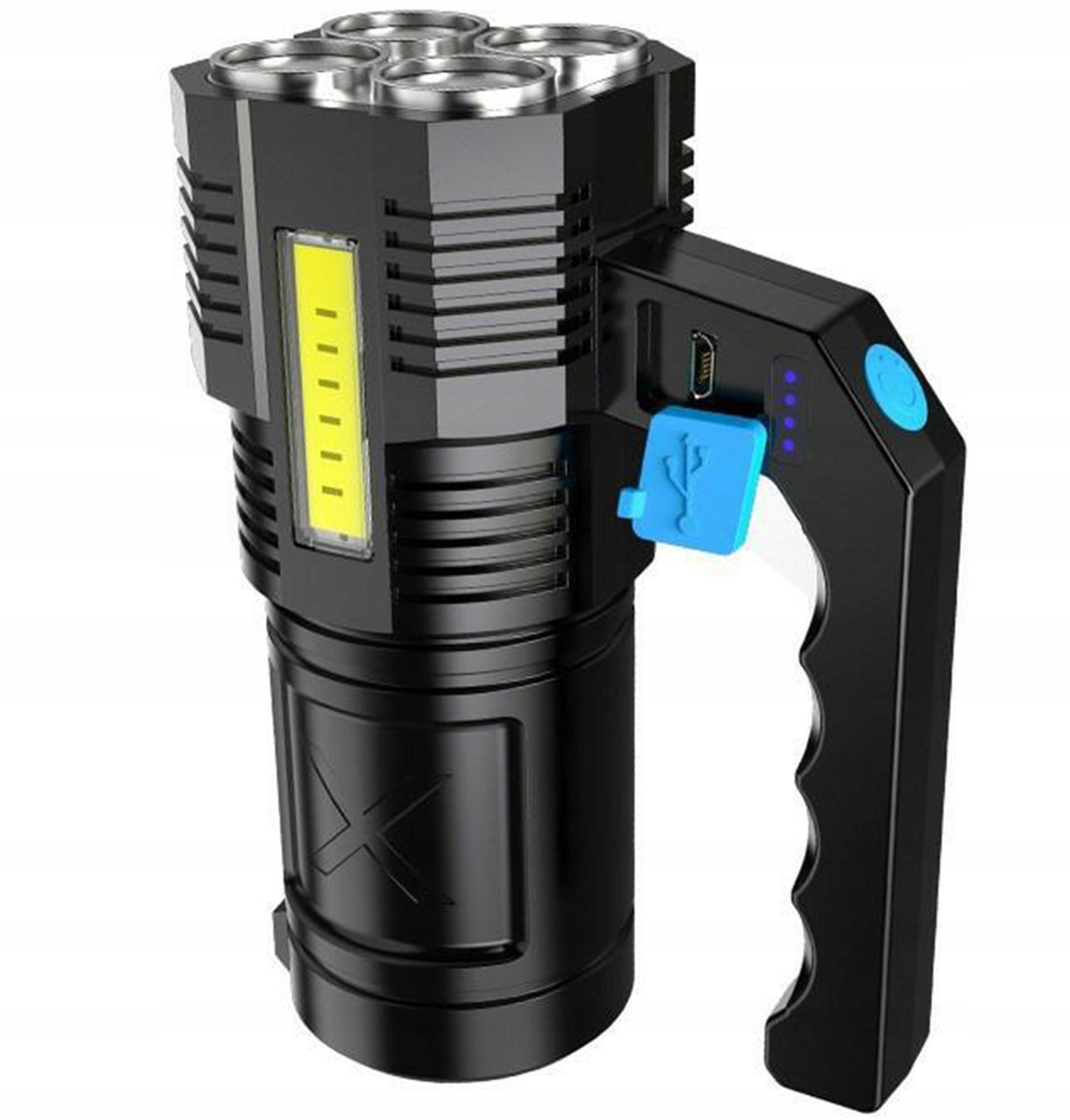 LATARKA LED AKUMULATOROWA SZPERACZ MOCNY 4 TRYBY USB AKU ZOOM IPX4 ZD102 Marka Aptel