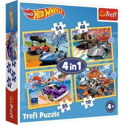 Puzzle 4w1 Pojazdy Hot Wheels