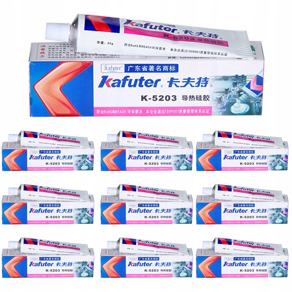 Sada 10ks Teplovodivé lepidlo 80g s vodivosťou 1,2W/mK Kafuter K-5203K