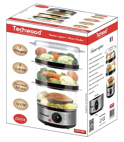 TECHWOOD Parowar Plastikowy 2 Litry Stal Nierdzewna — miniatura 5