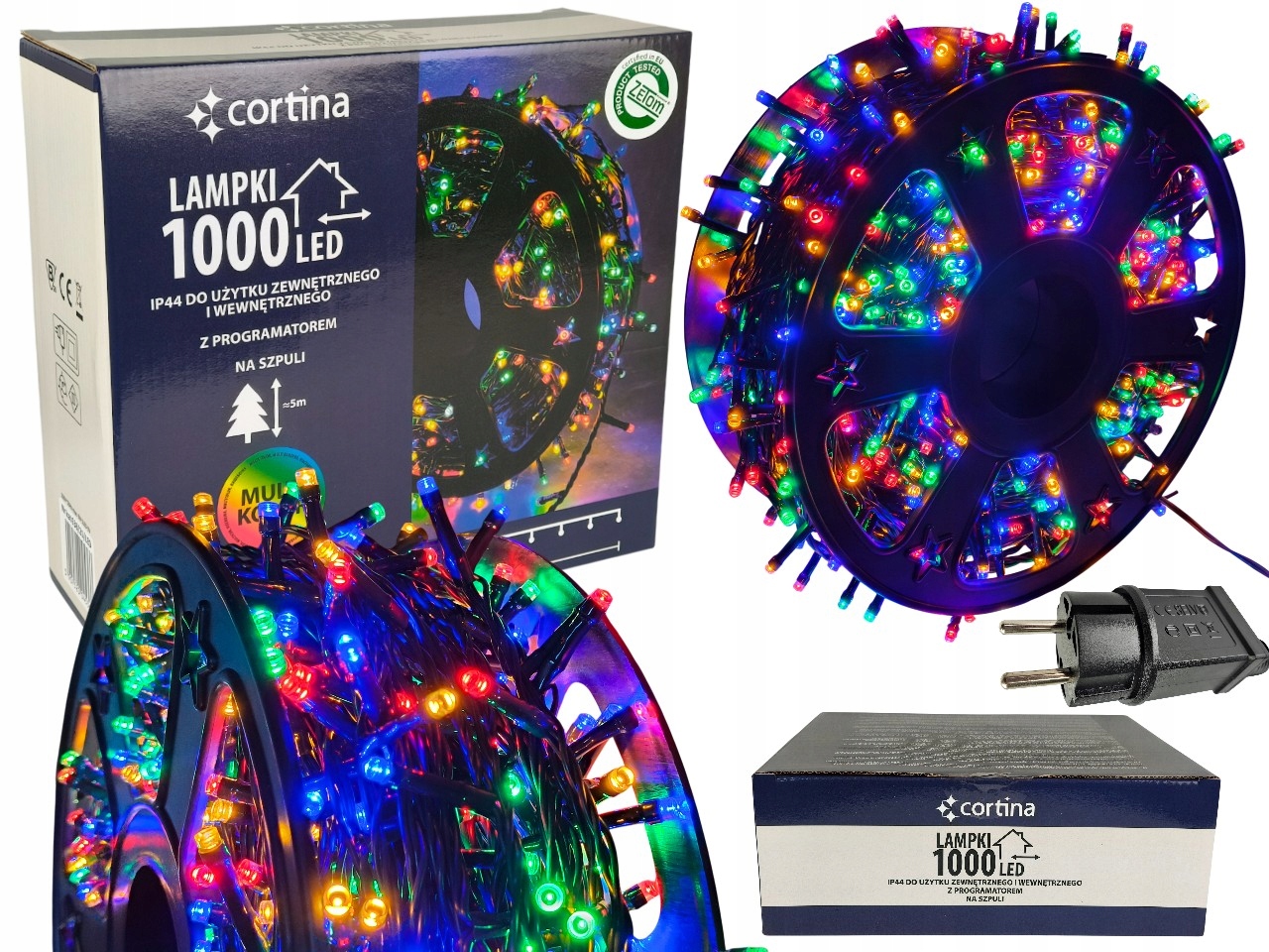 LAMPKI NA CHOINKĘ LED 1000 ŚWIATEŁKA KOLOROWE 51,5m CHOINKOWE ZEWNĘTRZNE