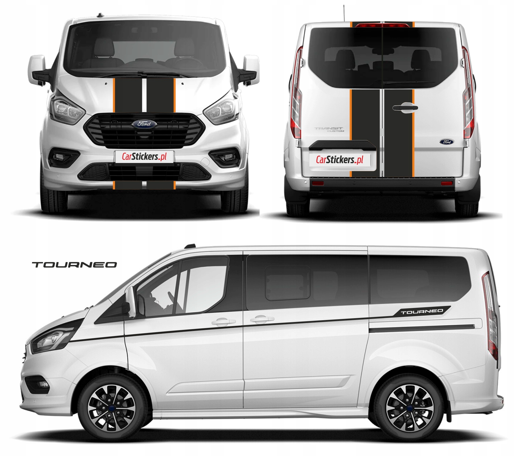 Samolepky do stran, kapota dveře křidélka Ford Transit Custom Tourneo