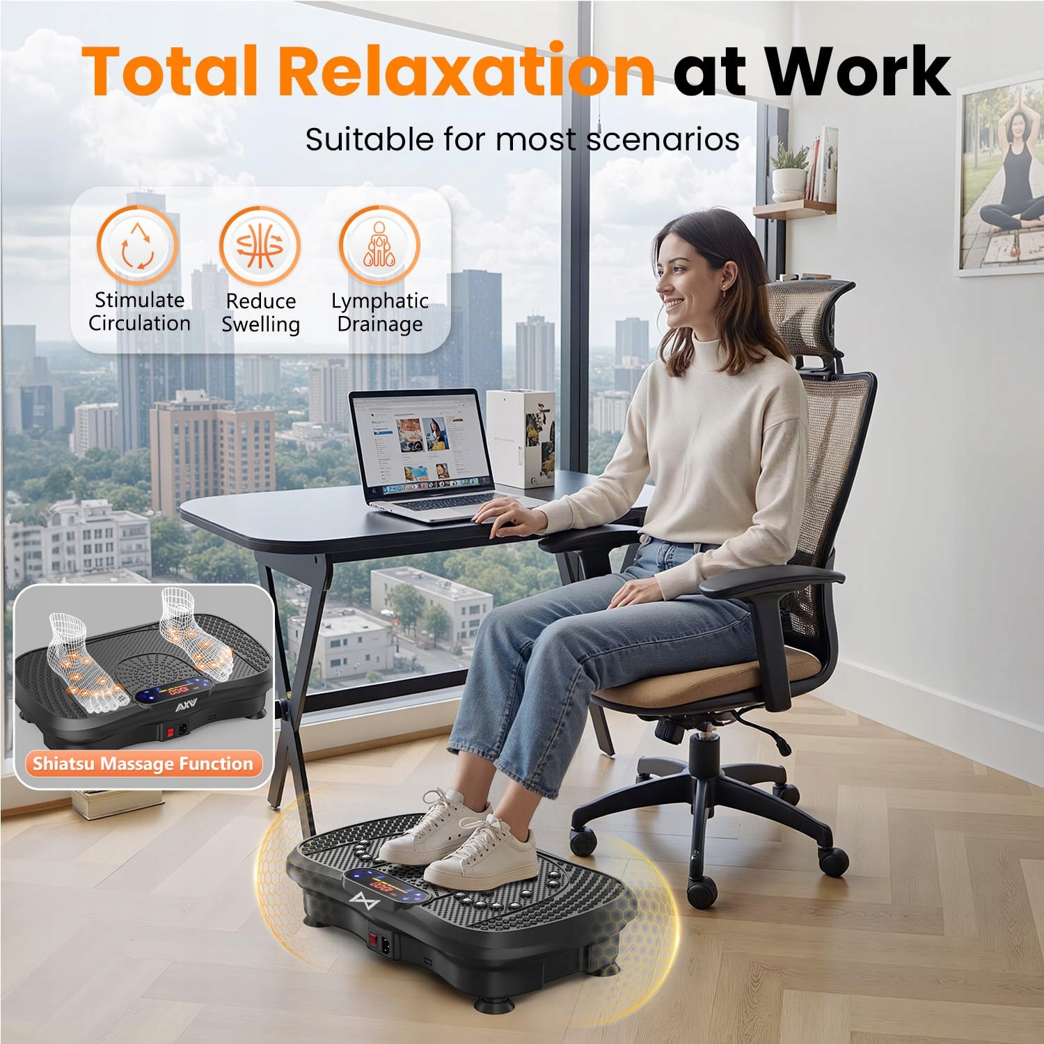 AXV Wibracyjna Platforma Fitness 150kg Bluetooth 120 Poziomów 5 Trybów — miniatura 6