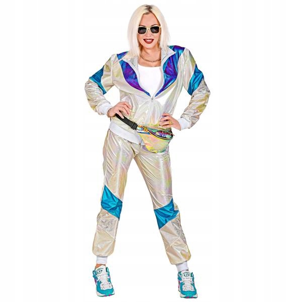 STRÓJ DRES HOLOGRAFICZNY HOLO DISCO LATA 80 m Marka Widmann