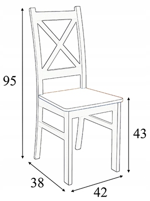 4x krzesło Krzyżak i stół 80x120/160 DĄB ARTISAN Wysokość siedziska 43 cm
