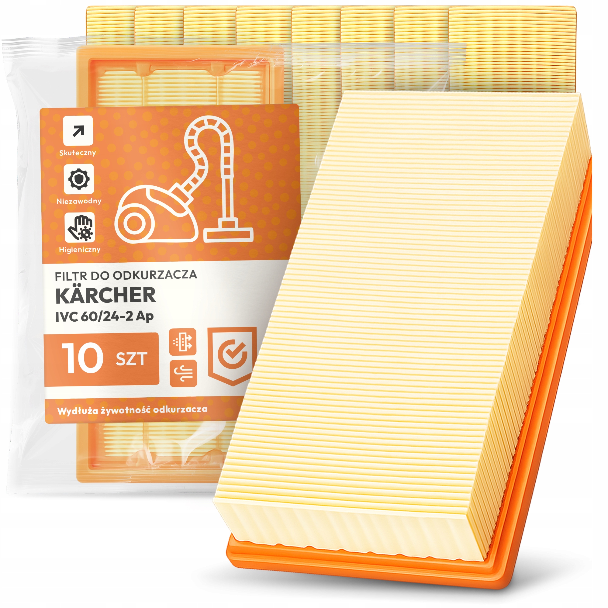 10 x Vzduchový Filtr Pro Vysavač Kärcher IVC 60/24-2 Ap Filtry Em-w