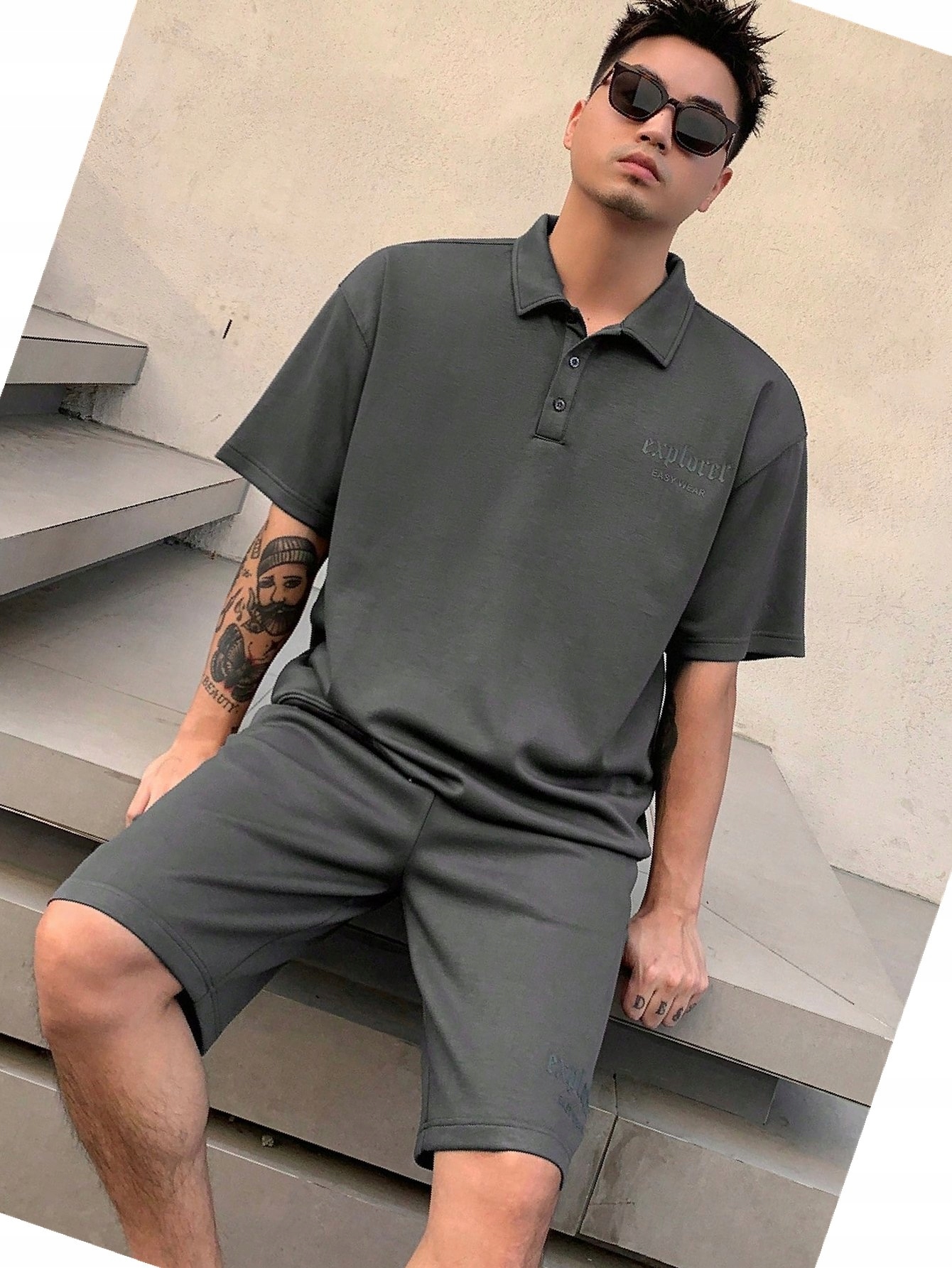 Pánský set Zelené letní polo na každý den Bermudy M 38
