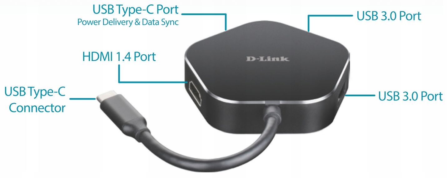 Hub USB-C 4w1 D-Link M420 2x USB 3.0 Typ-C HDMI PD Producent D-Link