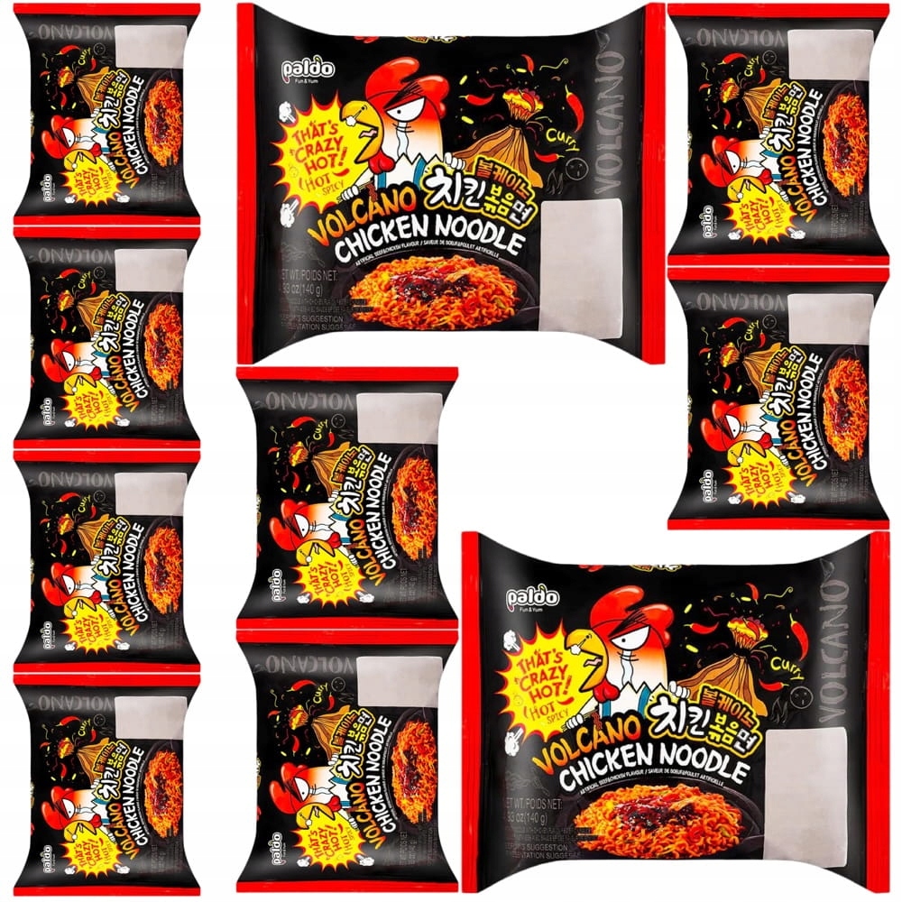 Levně 10x Korejské instantní těstoviny Ostré Volcano Chicken Hot 140g Paldo