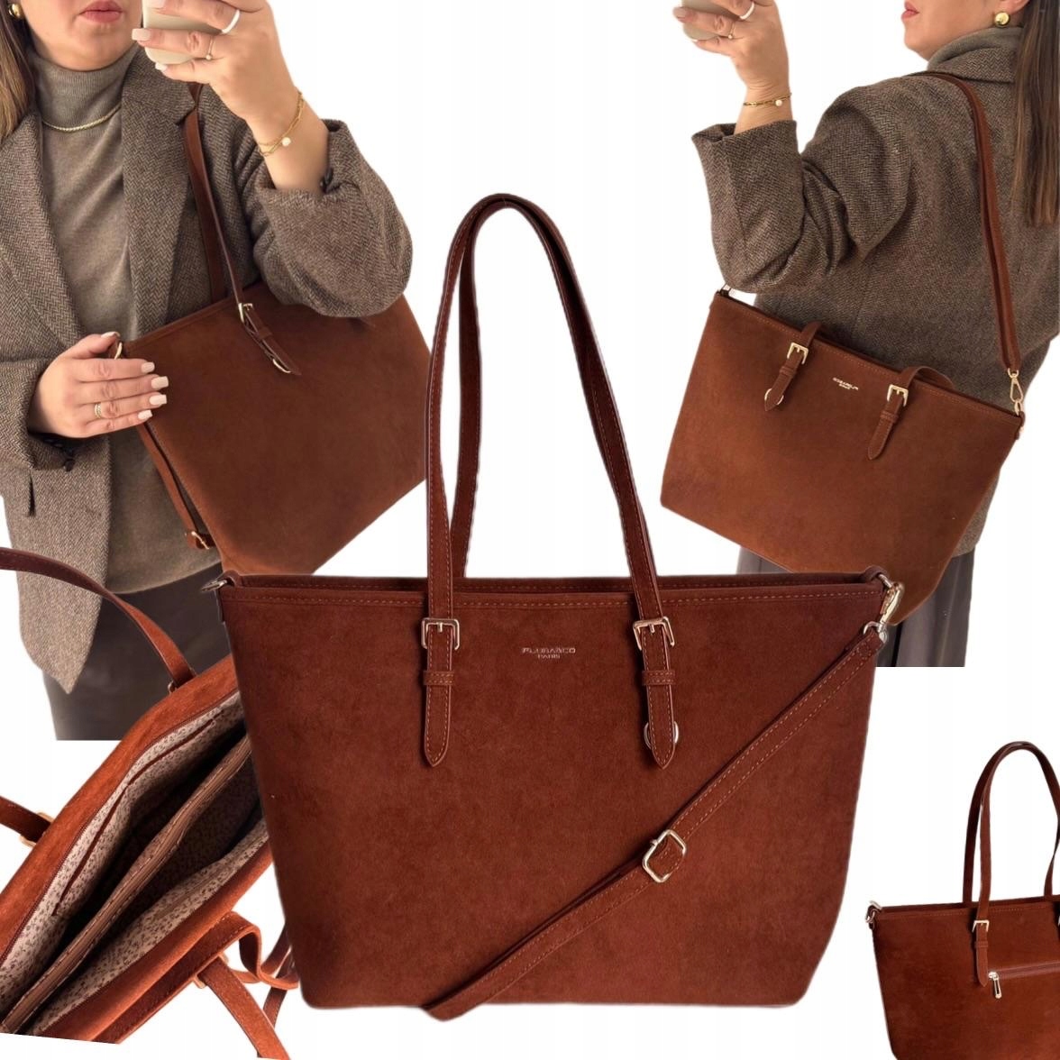 Dámská Kabelka Flora&co Semiš Eco Camel Hnědá Škola Studia A4 Shopper