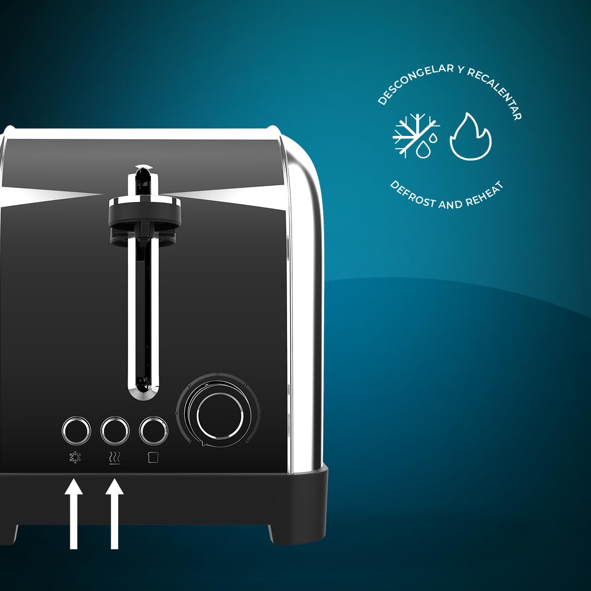 CECOTEC Toster Pionowy 1500W 4 Kromki Szeroki Slot Stal Nierdzewna — miniatura 9