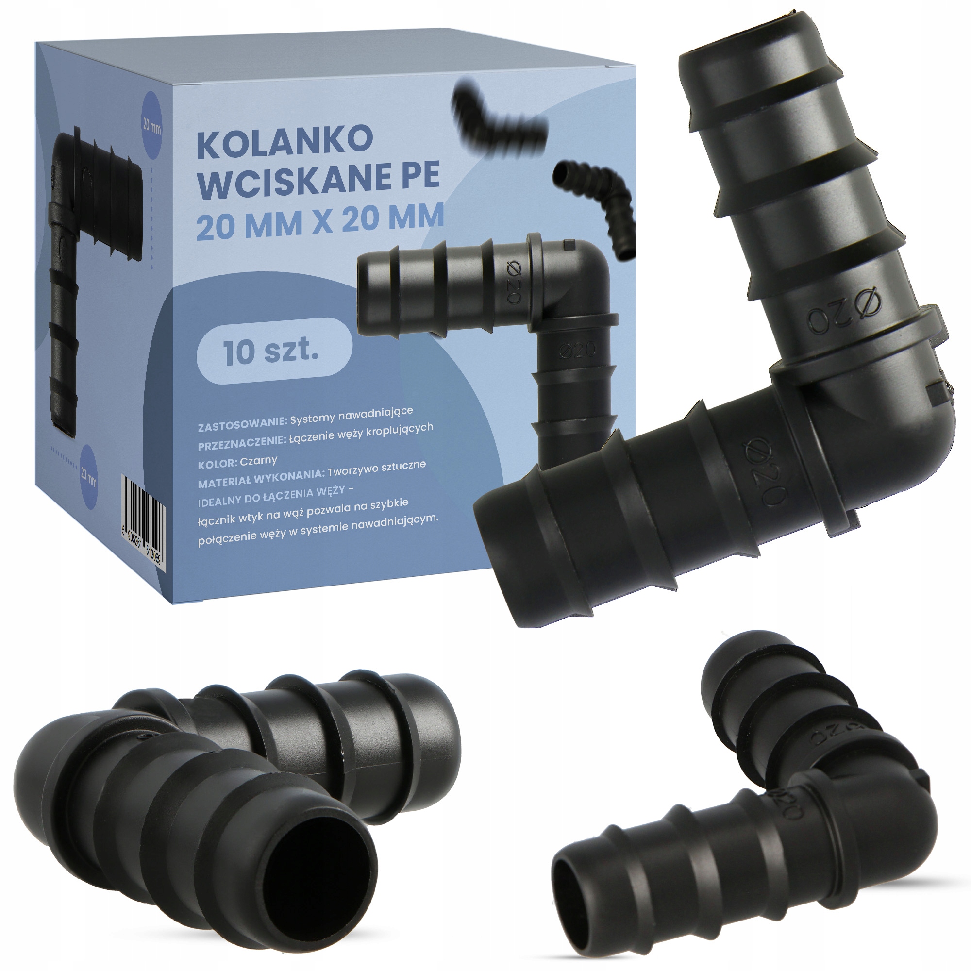 

10x Kolano Pe Węża Linii Kroplującej 20x20