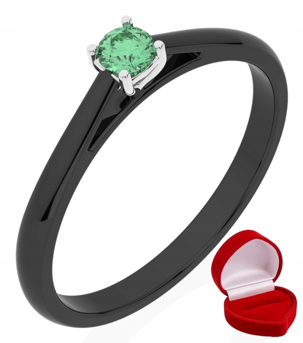 Prstýnek, černé zlato, smaragd 0,09 ct R17