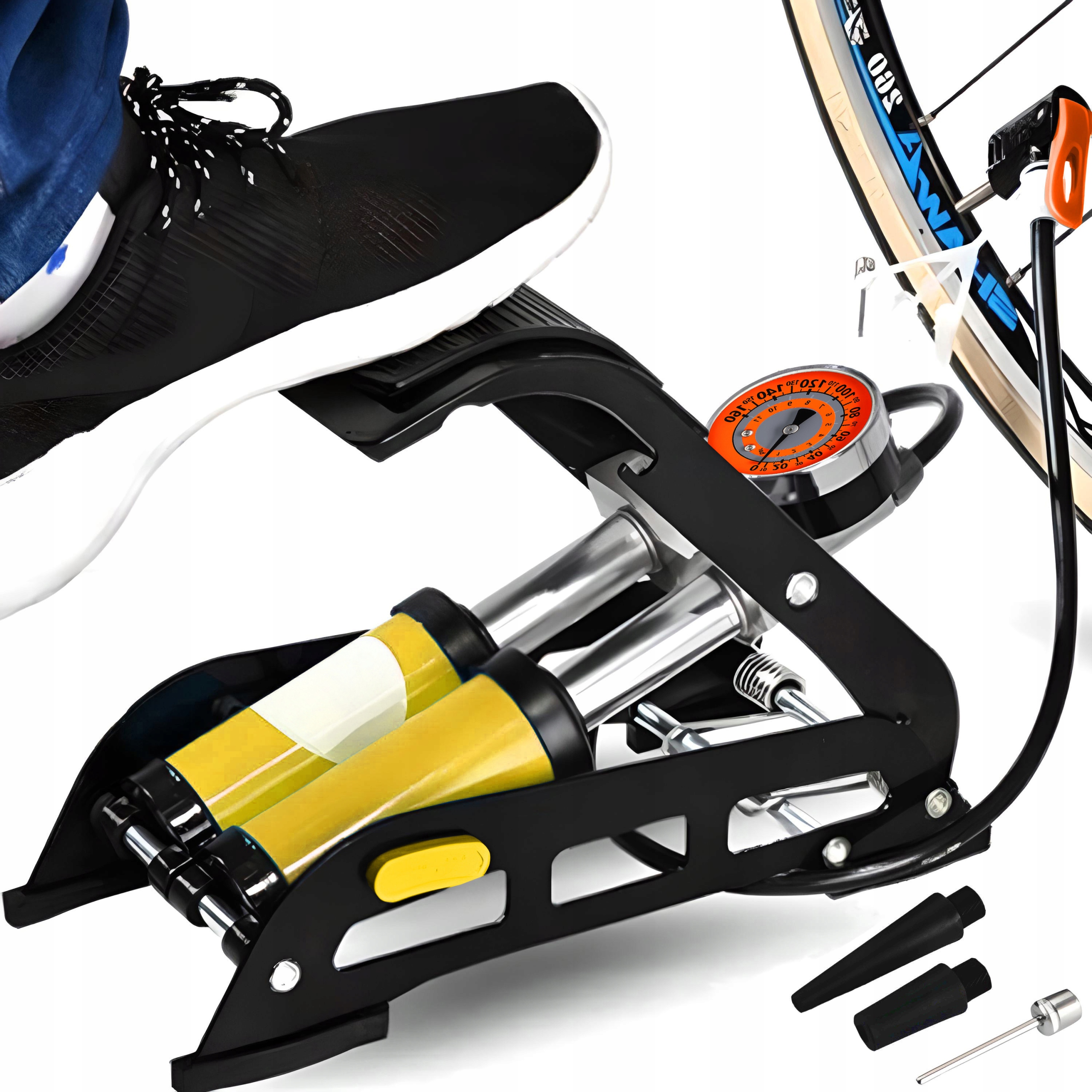 ДВУХПОРШНЕВОЙ АВТОМОБИЛЬНЫЙ ВЕЛОСИПЕДНЫЙ НОЖНОЙ НАСОС, ПРОЧНЫЙ ЧЕРНЫЙ