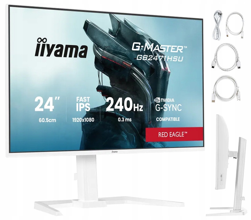 Biały iiyama G-Master GB2471HSU-W1 Red Eagle 24 Ips Led 240Hz 0,3ms
