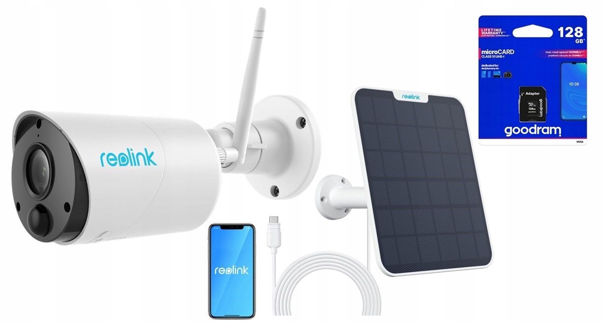 Kamera Reolink Argus B320 3MP batéria 2K Solárny Panel Karta 128