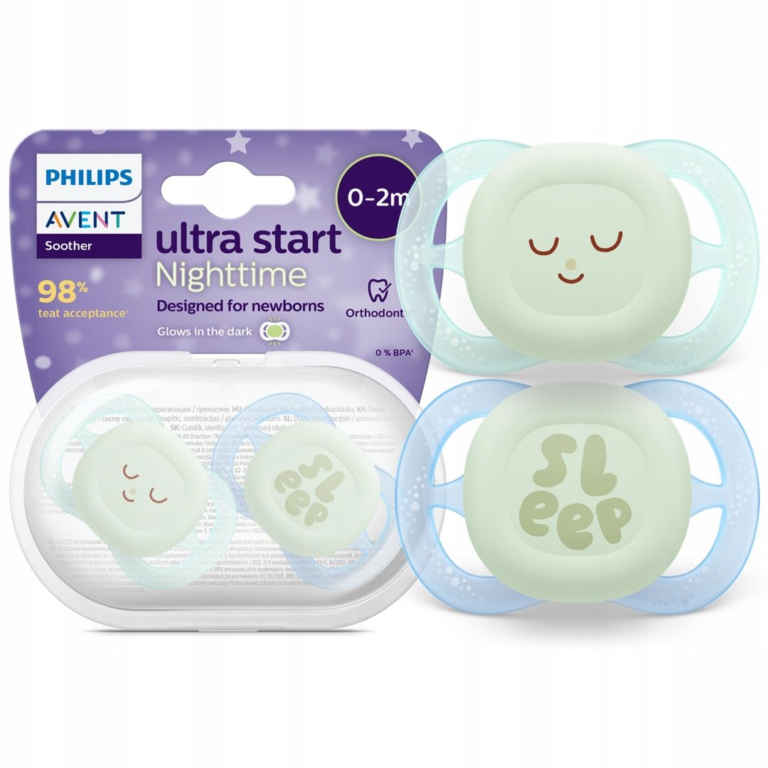 Philips Avent Smoczek dla noworodków Ultra Start 0-2m 2szt świeci SCF075/08