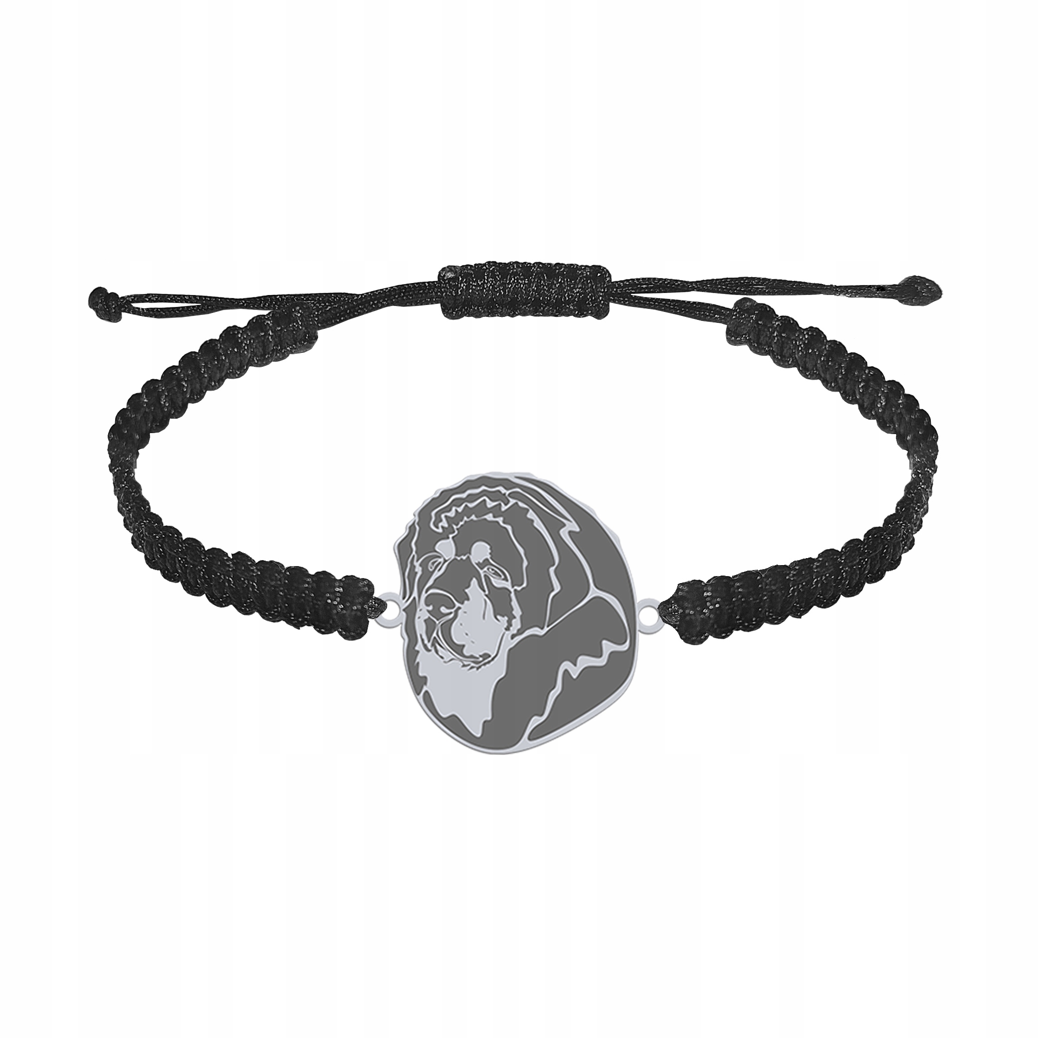 Náramek Stříbro 925 se psem Tibetský mastif Makramé Narozeniny Gravírování