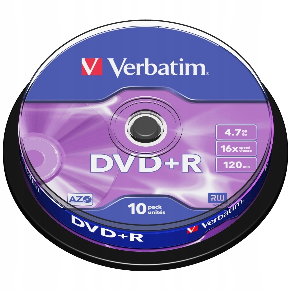 Verbatim Dvd-r 4.7GB 16x Azo srebrny/matt, opakowanie 10 sztuk