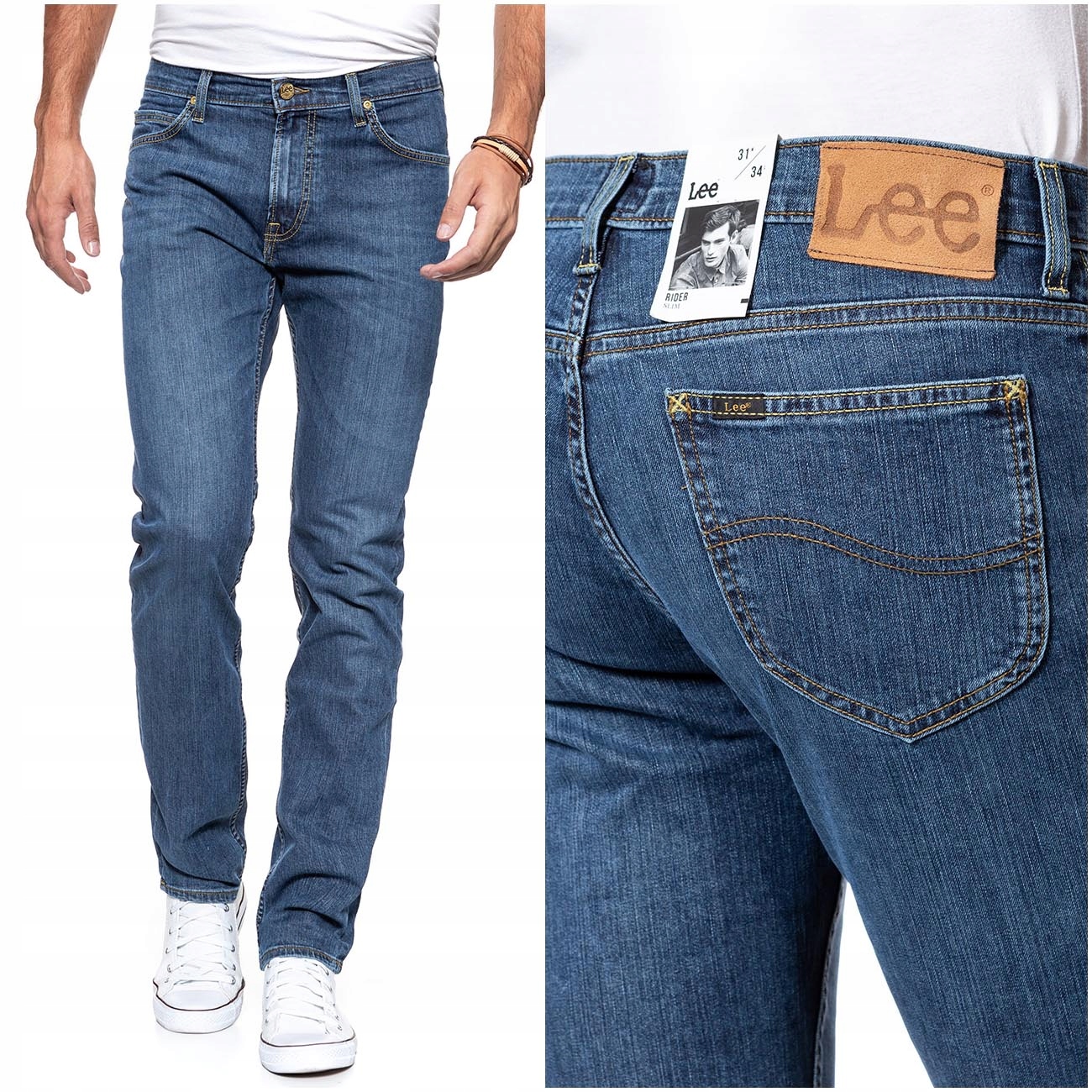 

Lee Rider Męskie Spodnie Jeansowe Slim W42 L34