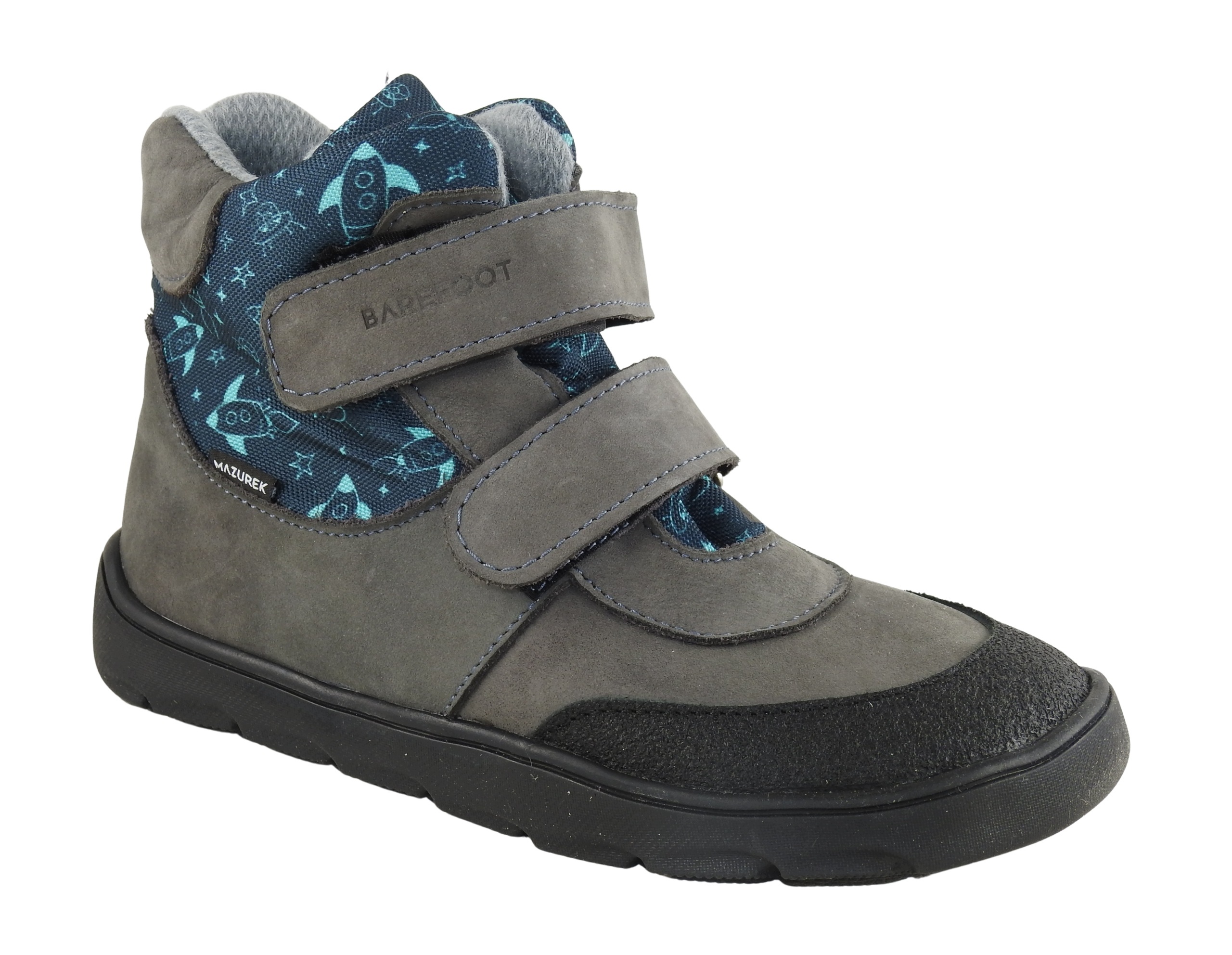 Buty dziecięce Barefoot Mazurek Grey Rocket trzewiki z rakietami 1380 r.32