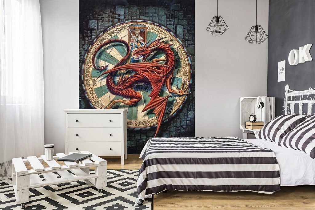 Vinylová Fototapeta 184x254 Bájná stvoření Červený drak +lepidlo