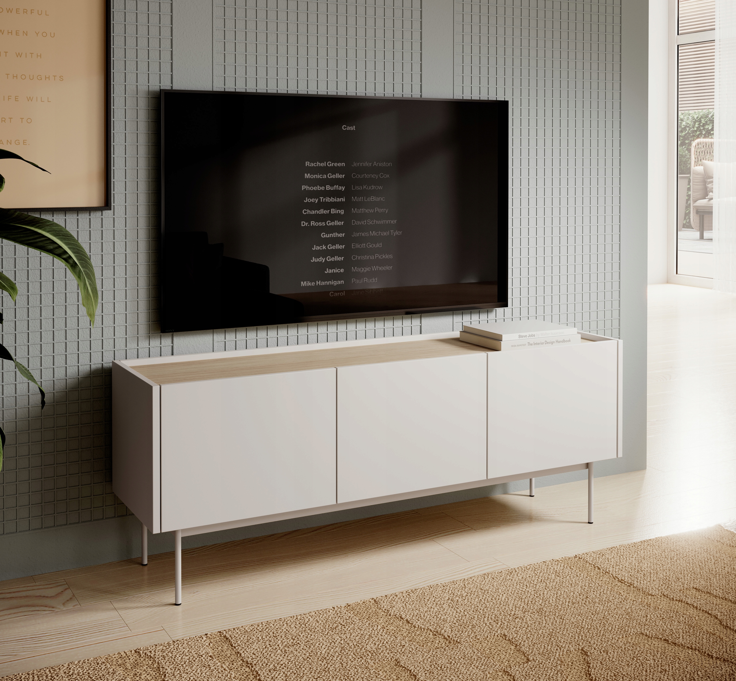 Szafka RTV 144 system COLOR cashmere SALON Głębokość mebla 37 cm