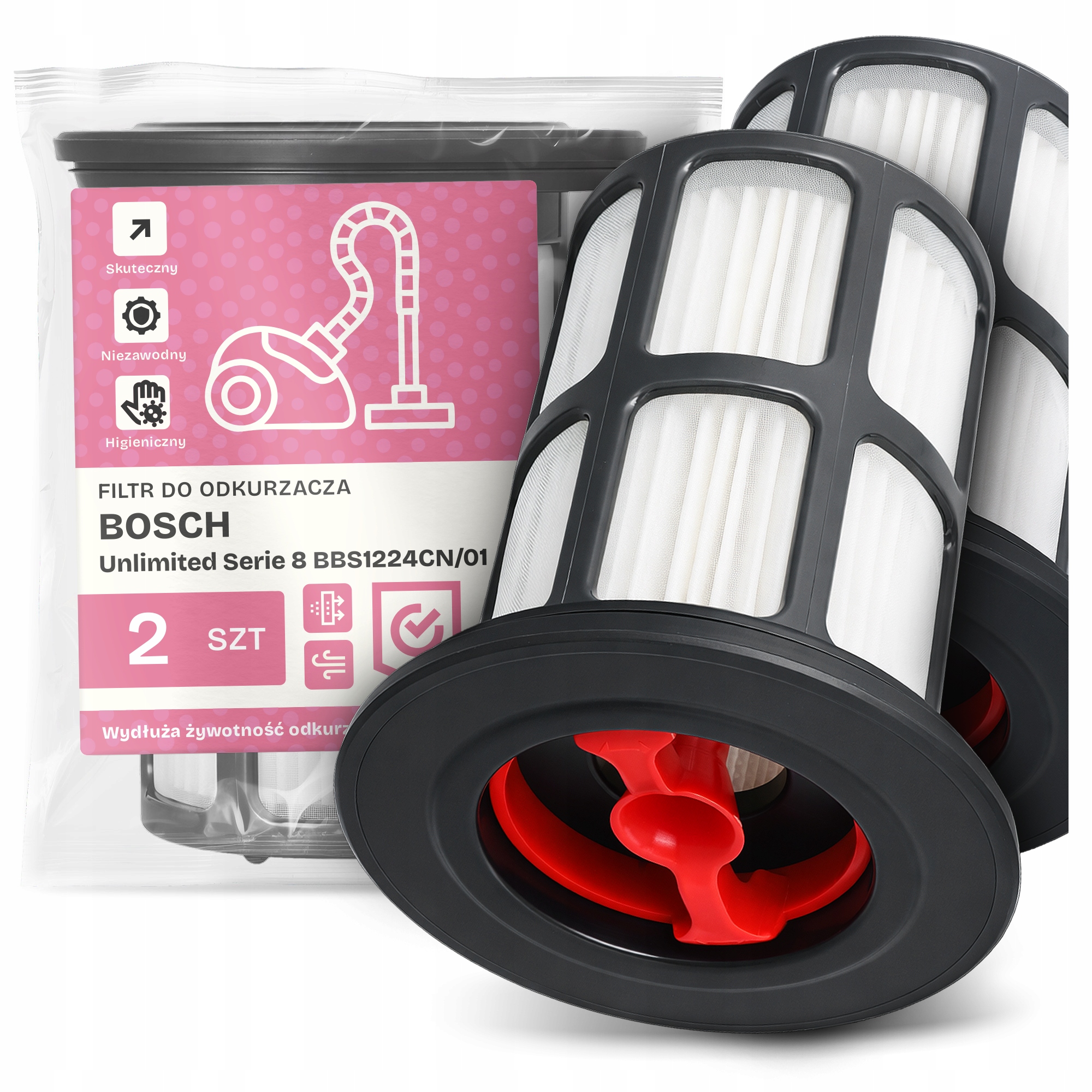 2x Filtr Do Vysavače Bosch Unlimited Serie 8 BBS1224CN/01 Hepa Filtr Em-w